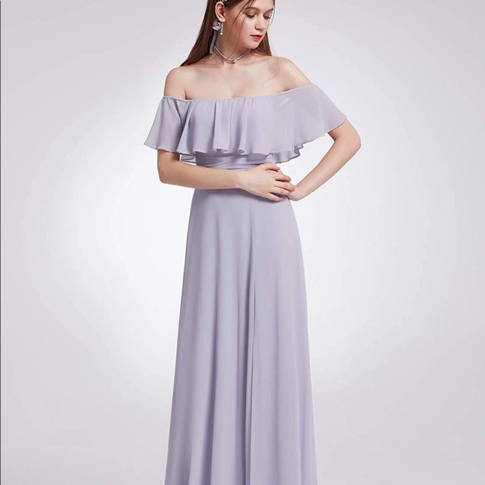 Lilac off shoulder gown/ prom/ bridesmaid